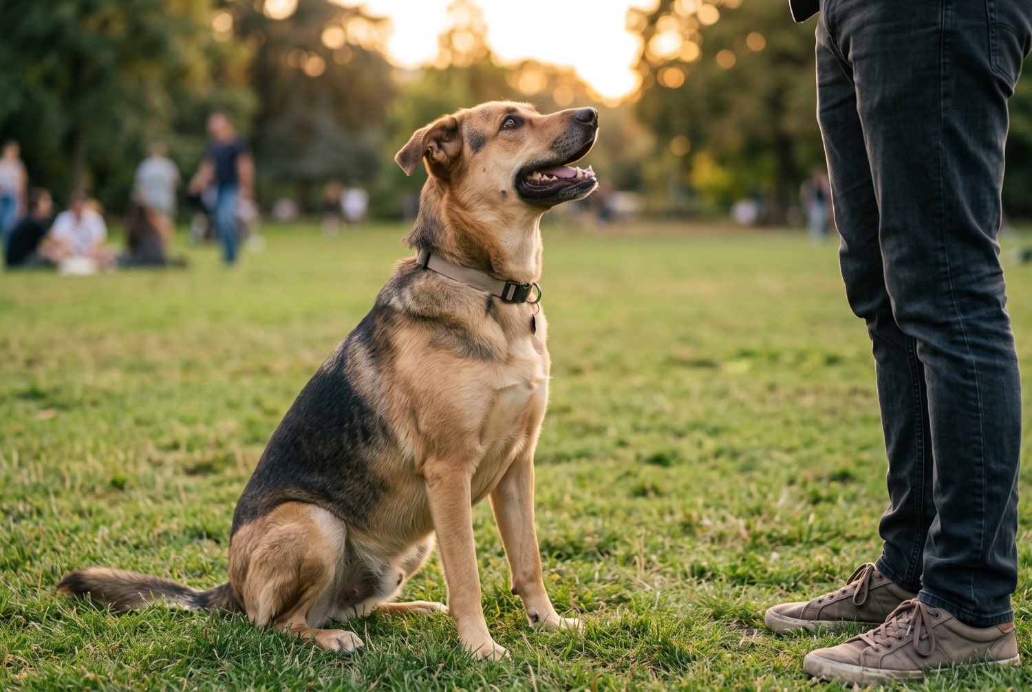 Off-leash control with a calm dog